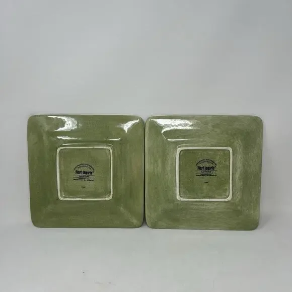 Pier 1 Imports Carynthum Square Salad Plate 8.75" Floral Set of 2 Earthenware , - Picture 2 of 3